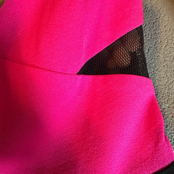 Lucy Paris Hot Pink & Black Bandage Mini Dress - side & midriff cut-outs, Small - Picture 6 of 7